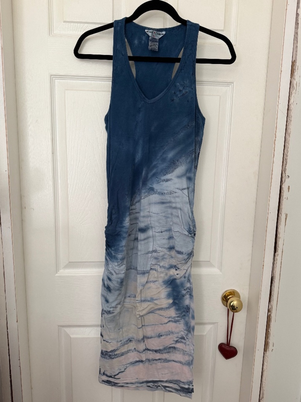 Hardtail Blue Tiedye Side-Shirred Dress